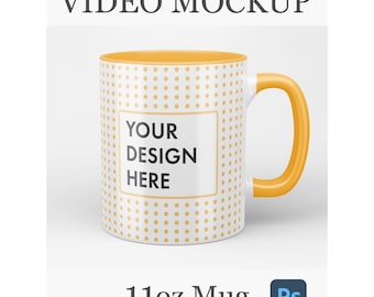 Accent 11oz Rotating Mug Mockup Video, Photoshop PSD file