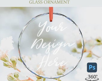 Mockup video di ornamento in vetro di cristallo, PSD per Adobe Photoshop