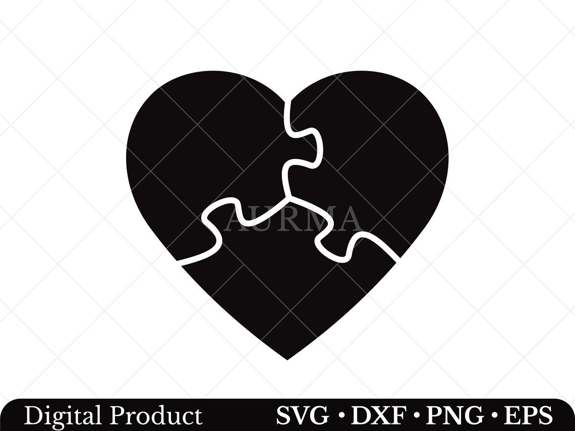 Puzzle Svg Heart Puzzle Puzzle Heart Svg Heart Clipart Etsy