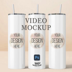 20oz Skinny Tumbler Video Mockup, Photoshop Mockup, Tumbler Animated Mockup, 20oz Tumbler Mockup, Spinning Tumbler Mockup, Rotating Tumbler
