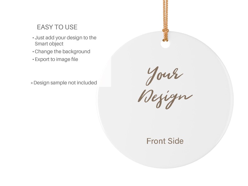 wedding ornament mockup, circle ceramic ornament mockup, printify ornament mockup