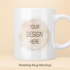 11oz Mug Video Mockup, Rotating Mug Mockup, Photoshop PSD file with smart object
