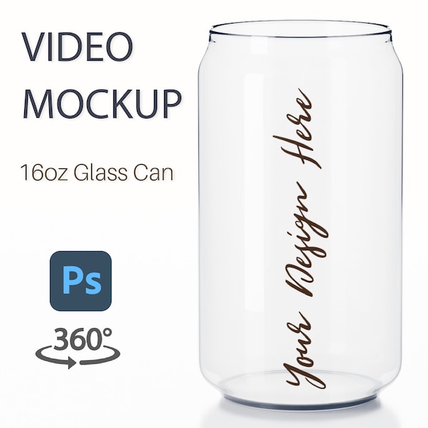 Libbey Glass Mockup | 16oz Glass Can Mockup | Video Mockup |   | Glass Can Mockup Video | Spinning Glass Can | Can Video Mock up |