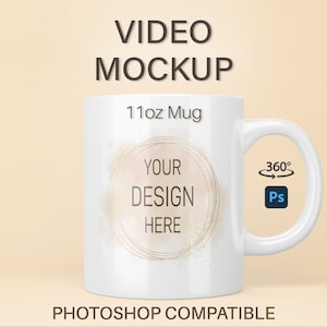 Vidéo de maquette de tasse, Psd mockup de tasse, Maquette de tasse de 11 oz, Maquette de tasse tournante, Mug rotative, Maquette animée de tasse, Maquette de tasse psd