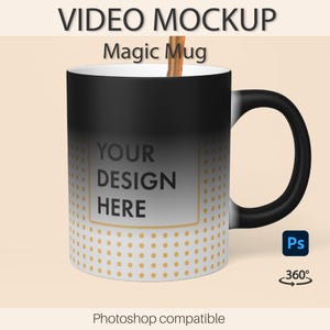 11oz Magic Mug Video Mockup | Heat Color Changing Mug Mockup | Photoshop Mockup | 11oz Mug Mock Up |  Matte Black Mug | Color Morphing Mug |