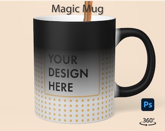 11oz Magic Mug Video Mockup | Heat Color Changing Mug Mockup | Photoshop Mockup | 11oz Mug Mock Up |  Matte Black Mug | Color Morphing Mug |
