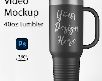 40oz Engraved Tumbler Mockup, Rotating Tumbler, Photoshop PSD Template