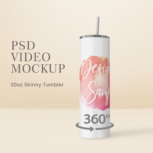 20oz Skinny Tumbler Video Mockup, Photoshop Mockup,  Tumbler Animated Mockup, 20oz Tumbler Mockup, Spinning Tumbler Mockup, Rotating Tumbler