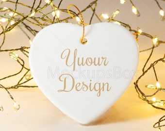 Christmas Ornament Mockup | Heart Ornament Mock-up | Ornament Photo | Ceramic Ornament Mock up | JPG file
