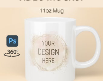 Rotating 11oz Mug Mockup Video, PSD file for Adobe Photoshop