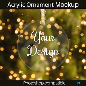 Acrylic Ornament Mockup | Photoshop Ornament Mockup | Printify Ornament Mockup PSD | Christmas Ornament Mockup | Mockup with Smart Object