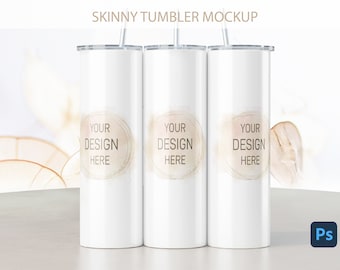 Tumbler Mockup, Photoshop Mockup, 20oz Tumbler Mockup,  PSD file, Three Tumblers, Soft Cozy Background, Tumbler Mock Up