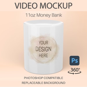 Ceramic Money Bank Mockup | Photoshop Money Box Mock up | Video Mock-up | Rotating Money Bank | Spinning Money Bank