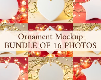 Ornament Mockup Bundle of 16 | Ornament Photo | Christmas Ornament Mockup | Ceramic Ornament Mock-up | Circle Ornament Mockup