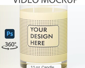 Candle Mockup | Candle Video Mockup | Photoshop Candle Mockup | 11oz Candle Mock Up | Spinning Candle | Rotating Candle | Full Glass Candle