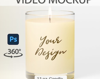 Candle Mockup | Candle Video Mockup | Photoshop Candle Mockup  | 11oz Candle Mock Up | Spinning Candle | Rotating Candle | Full Glass Candle