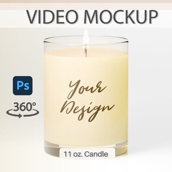 Candle Mockup | Candle Video Mockup | Photoshop Candle Mockup  | 11oz Candle Mock Up | Spinning Candle | Rotating Candle | Full Glass Candle