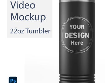 22oz Engraved Tumbler Mockup. Photoshop Mockup. Travel Mug Template. Rotating Tumbler.
