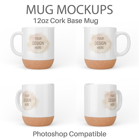 Cork Base Mug Mockup | Photoshop Mug Mockup | 12oz Mug Mockup |  Sublimation Mug | Photopea Mockup