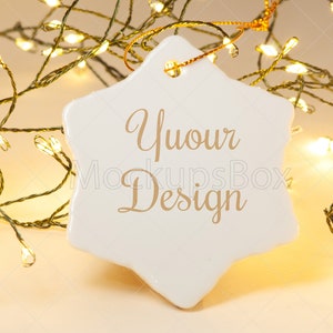Christmas Ornament Mockup | Snowflake Ornament Mock-up | Ornament Photo | Ceramic Ornament Mock up | JPG file