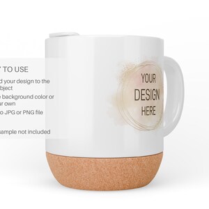 May include: White ceramic mug with a cork base. The mug features a gold and pink watercolour design with the text "YOUR DESIGN HERE".