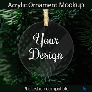 Acrylic Ornament Mockup | Photoshop Ornament Mockup | Printify Ornament Mockup PSD | Christmas Ornament Mockup | Mockup with Smart Object
