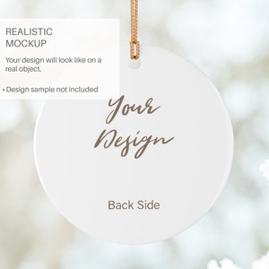 wedding ornament mockup, circle ceramic ornament mockup, printify ornament mockup