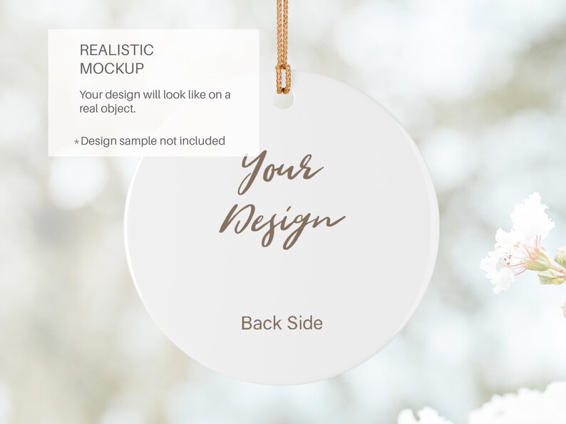 wedding ornament mockup, circle ceramic ornament mockup, printify ornament mockup