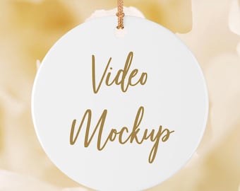 Rotating Round Ornament Mockup Video – Ceramic Ornament Photoshop PSD with Smart Object