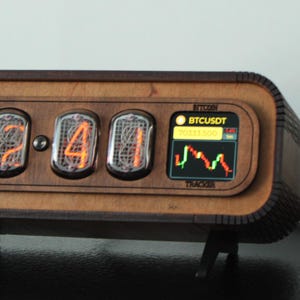 Nixie Tube Clock IN-12: Bitcoin Tracker, Photo Frame, Oak Wood