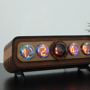 Nixie Tube Clock, Large Desk Clock, IN-4 + Dekatron Og-4, Nixie Uhr