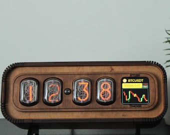 Handmade Nixie Tube Desk Clock: Bitcoin Crypto Ticker, Photo Frame
