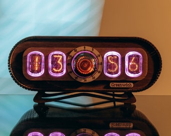 Nixie Tube Clock, Dekatron Og 4, RGB backlight, Digital clock In-12, Vintage clock, Steampunk clock, Alarm clock