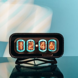 Vintage Nixie Tube Clock IN-12: Handmade Wooden Case with RGB Backlight