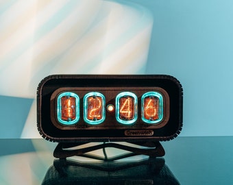 Vintage Nixie Tube Clock IN-12: Handmade Wooden Case with RGB Backlight