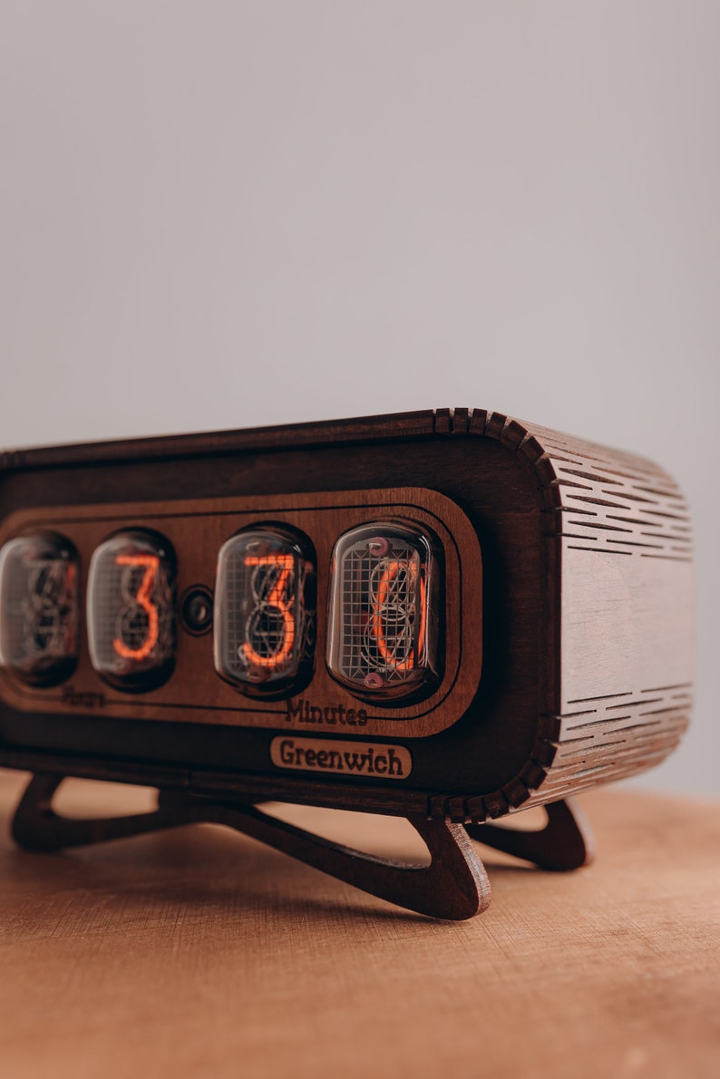 Nixie tube clock In-12, Vintage wooden clock, Digital clock, Bulb clock, Nixie uhr, Horloge clock, Desk clock