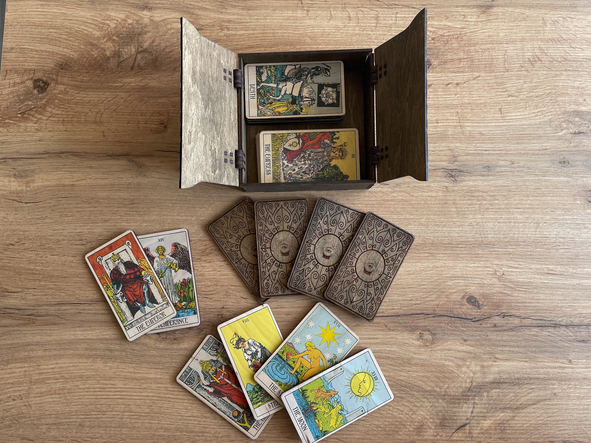 Hölzerne TarotKarten große Arcana Tarot Box 22 TarotKarten Etsy