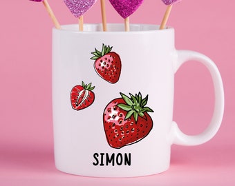 Strawberry Mug, Strawberry Gift, Custom Mug, Personalized Mugs, Strawberry Coffee Cup  CG21