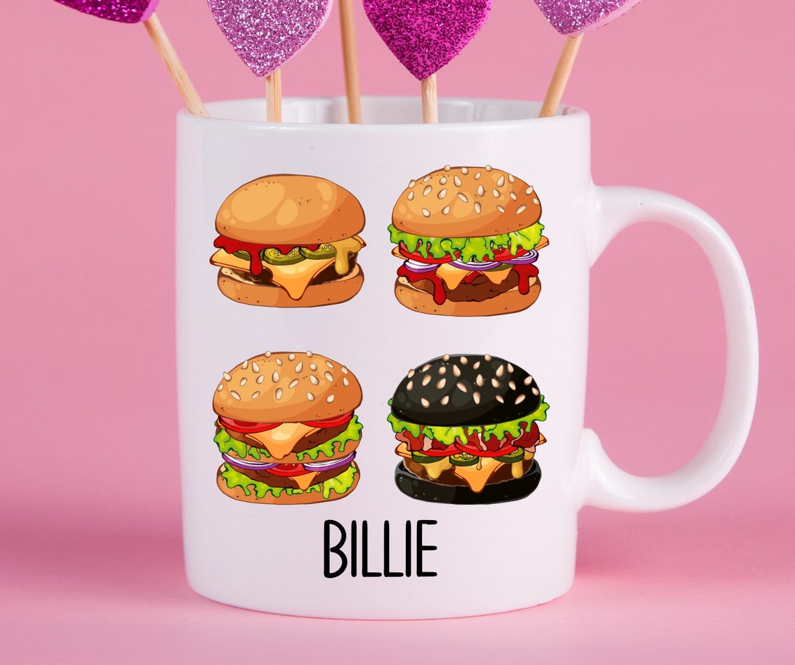 Personalized Burger Mug, Burger Gift Ideas, Burger Cup, Gifts for