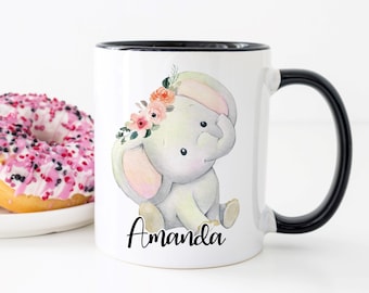 Elephant Mug, Elephant Gift, Personalized Elephant Gifts, Elephant Present, Elephant Gift Idea, Elephant Coffee Cup Custom Elephant Mug AM18