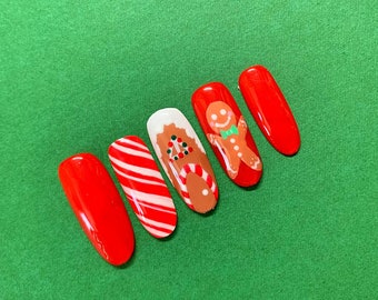 Gingerbread Christmas Press On Nails