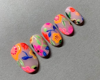 Floral Press On Nails