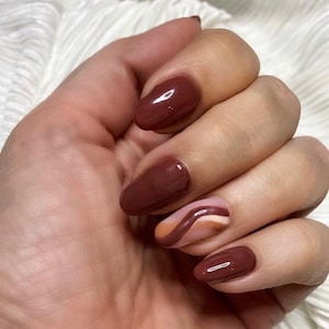 Brown Swirl Press On Nails