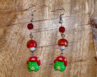 pendientes de rana con forma de seta