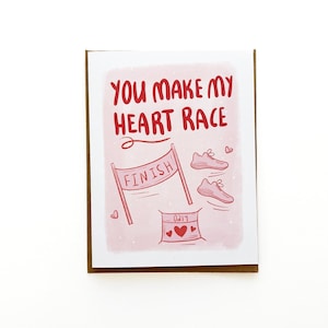 Je maakt mijn hart race kaart, runner Valentijn, runner puns, runner GF-kaart, runner kaarten, runner love card, track valentijn, kaart voor hardloper
