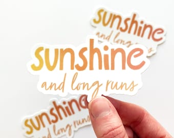 Sunshine and Long Run Sticker, Running Stickers, Runner Gift, Run Stickers, Cross Country Runner, Long Distance Runner, Runner, Summer Run