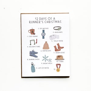 12 días de Navidad para corredores, tarjetas navideñas para corredores, tarjetas navideñas para corredores, tarjetas para amigos corredores, regalos para corredores, tarjetas para corredores, tarjetas navideñas