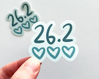 Marathoner 26.2 Hearts Sticker, Waterproof Runner Gift