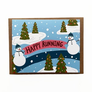 Carte de course joyeuse, carte de Noël de coureur, coureur de Noël, carte de voeux de course, cartes d'hiver, cartes de Noël, cartes pour lui