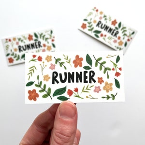Floral Runner Sticker, Cute Runner Stickers, Runner Gifts, Marathon Runner Gift, XC Runner Gift, Runner Birthday, Running Stickers, Run